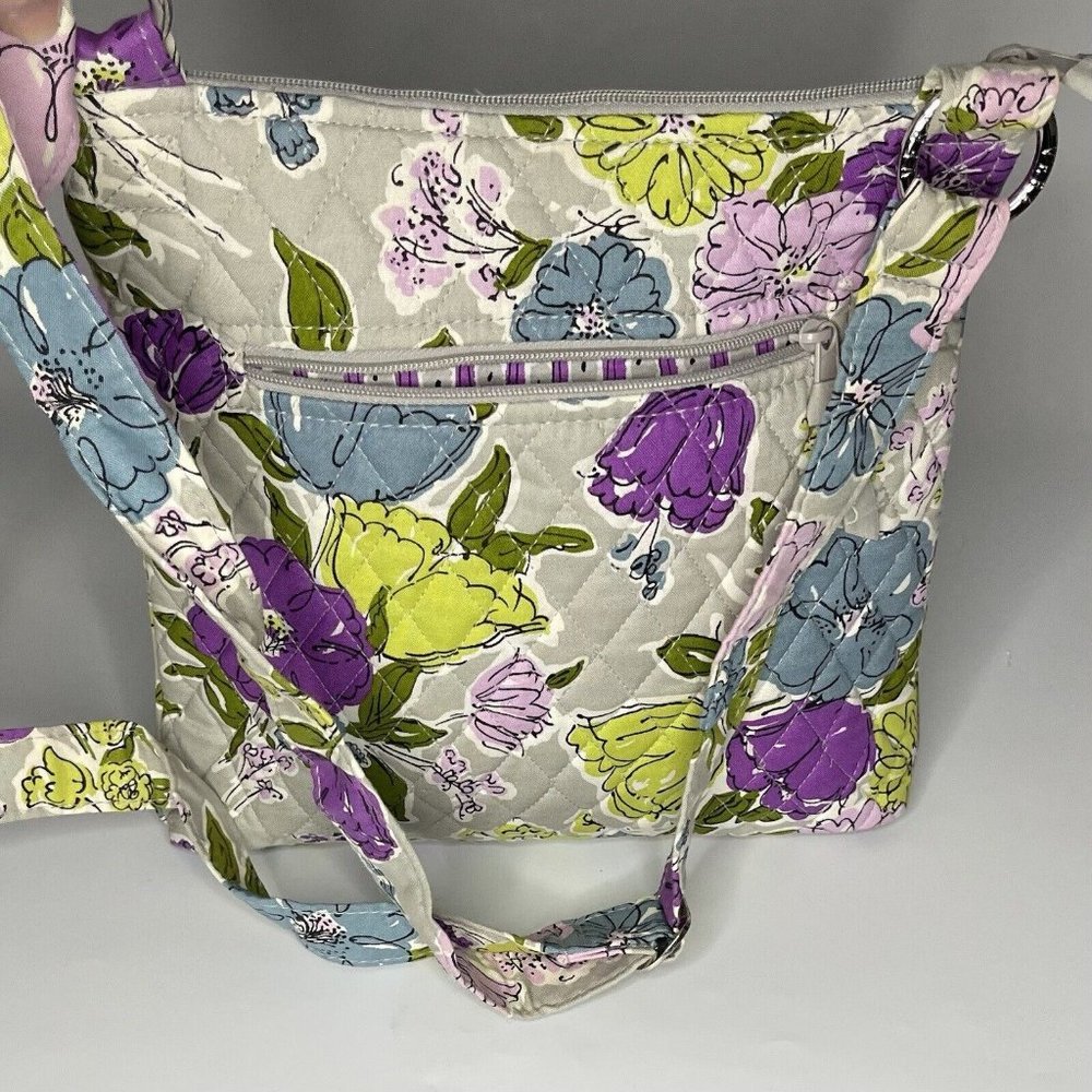 Vera Bradley Watercolor Hipster Floral Crossbody Bag Quilted Purse Lavender Gray
